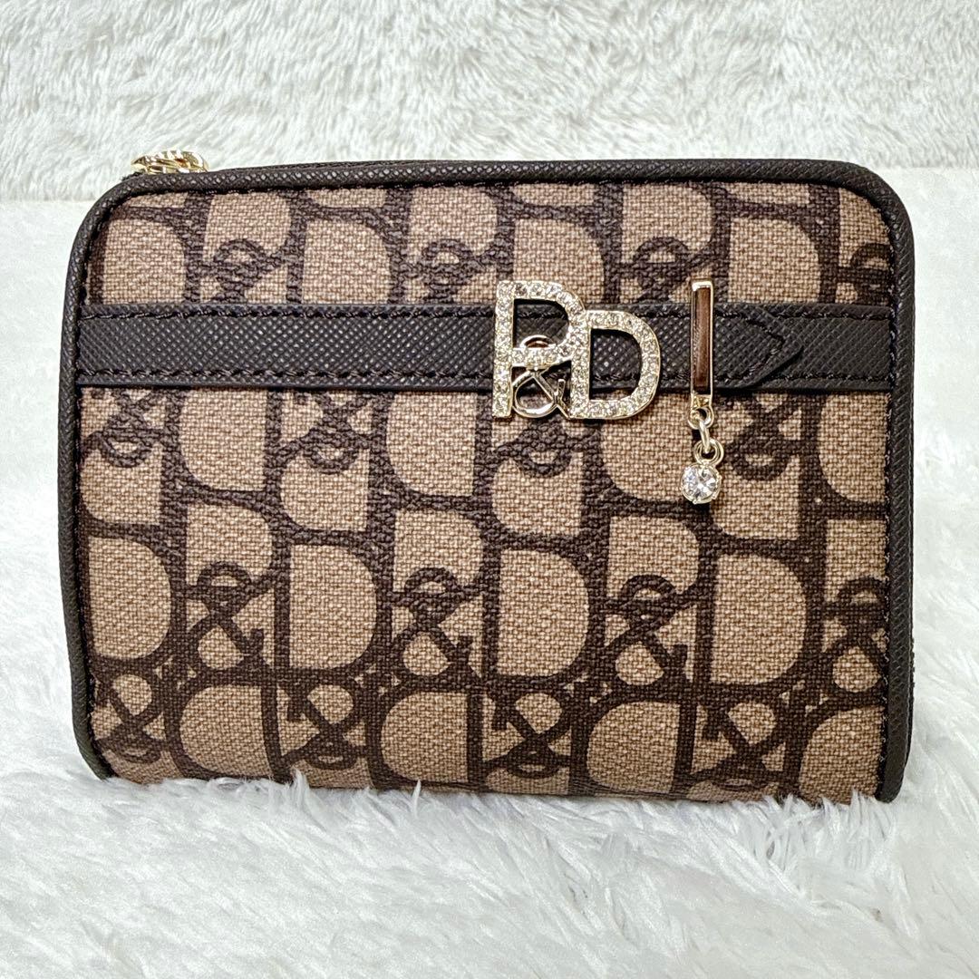 極美品✨ ピンキー＆ダイアン パドロック Ｌ字ファスナー 二つ折り財布 ブラウン