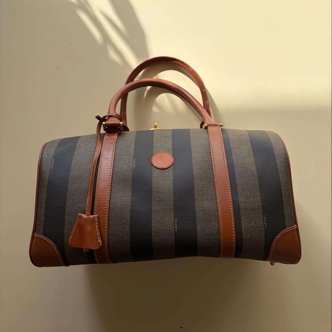 FENDI ストライプデザイン ミニボストンバッグ