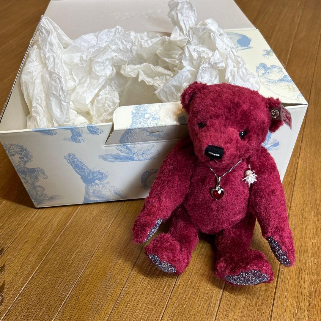 シュタイフ　限定品　白タグ　ルビー スワロフスキー テディベア