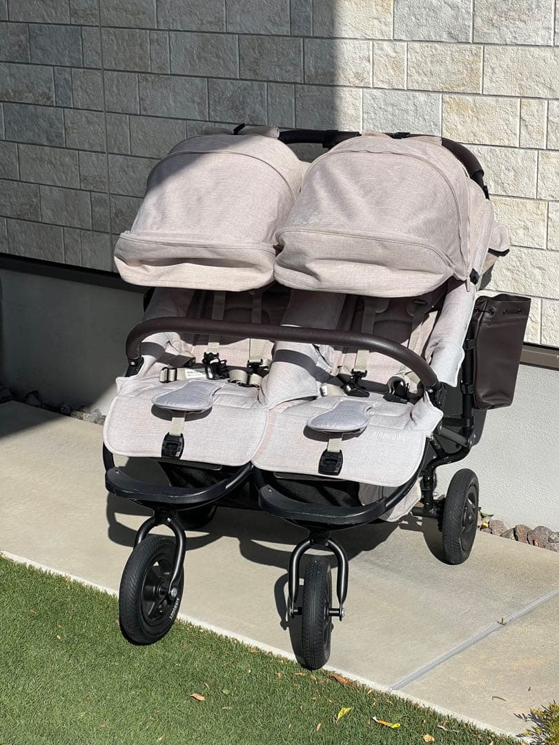 【りみ】エアバギー 2人用ベビーカー ココダブルEX アースグレー