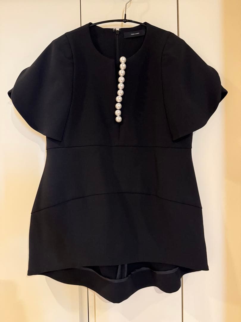 値下げ✨YOKO CHAN パールボタン フレアスリーブシャツ