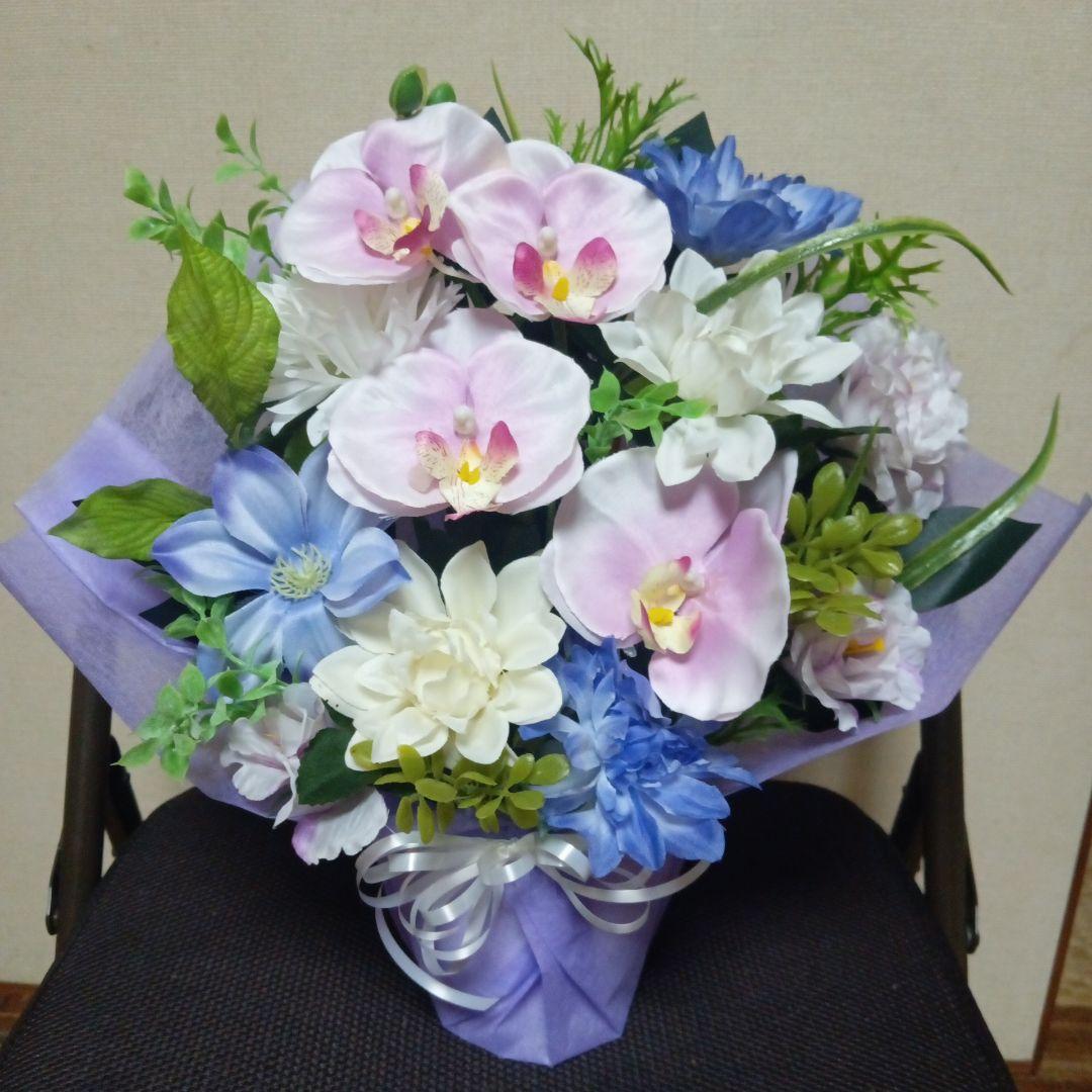 仏花、お供え花、ピンク胡蝶蘭アレンジ　初盆　法事