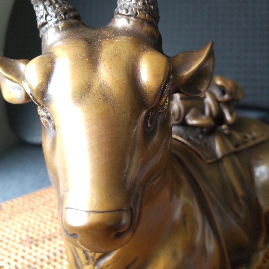 アンティーク！高岡銅器！金工師宗信造 蝋型 銅製鹿香炉！経年美品！