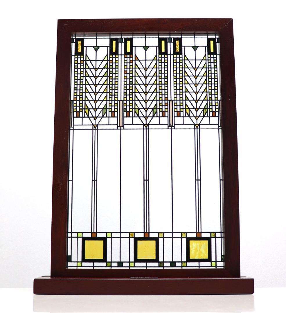 フランク・ロイド・ライト ヴィンテージ ステンドグラス 木製フレーム 生命の木