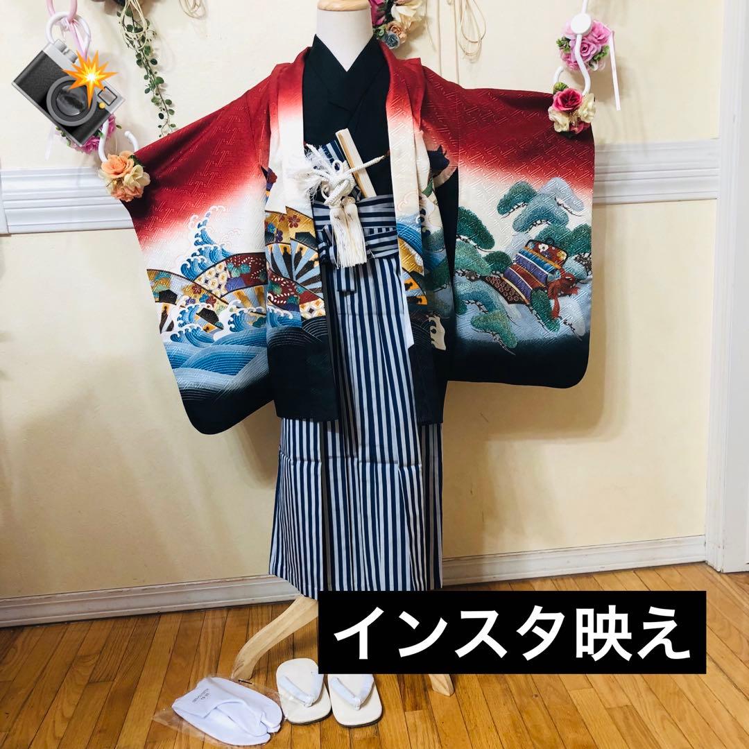 七五三五歳‼️完全️フルセット美品❤️新作黒×赤鷹煌びやか❤️家からは一切なし