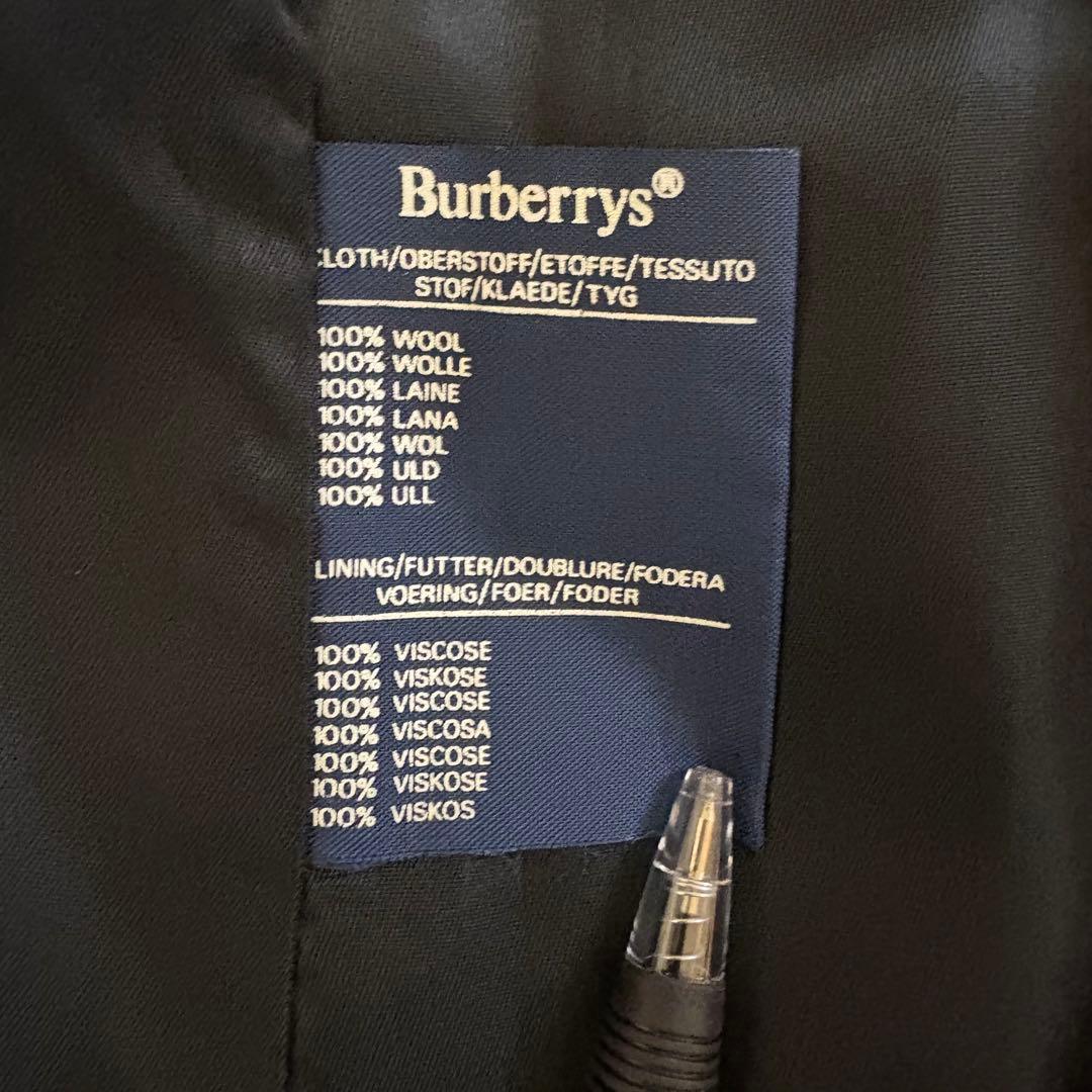 Burberrys ウールギャバ素材ステンカラーコート黒 XL バーバリー