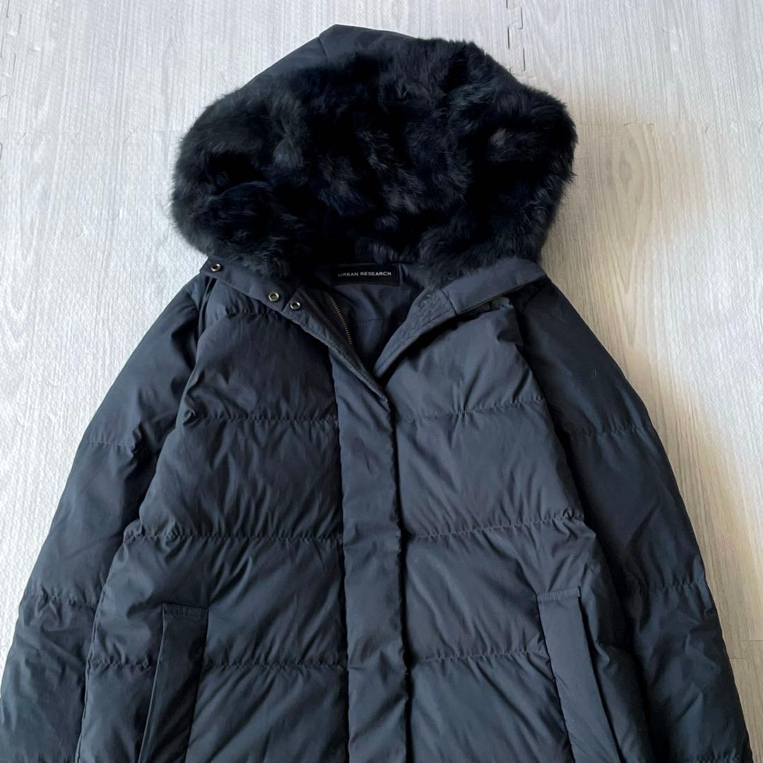 2022アーバンリサーチ ラビットフードストレッチロングダウン　ブラックF