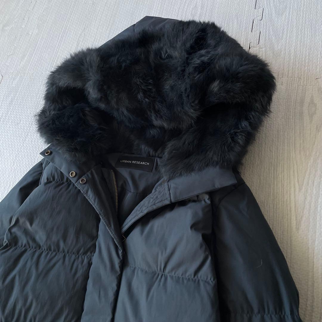 2022アーバンリサーチ ラビットフードストレッチロングダウン　ブラックF
