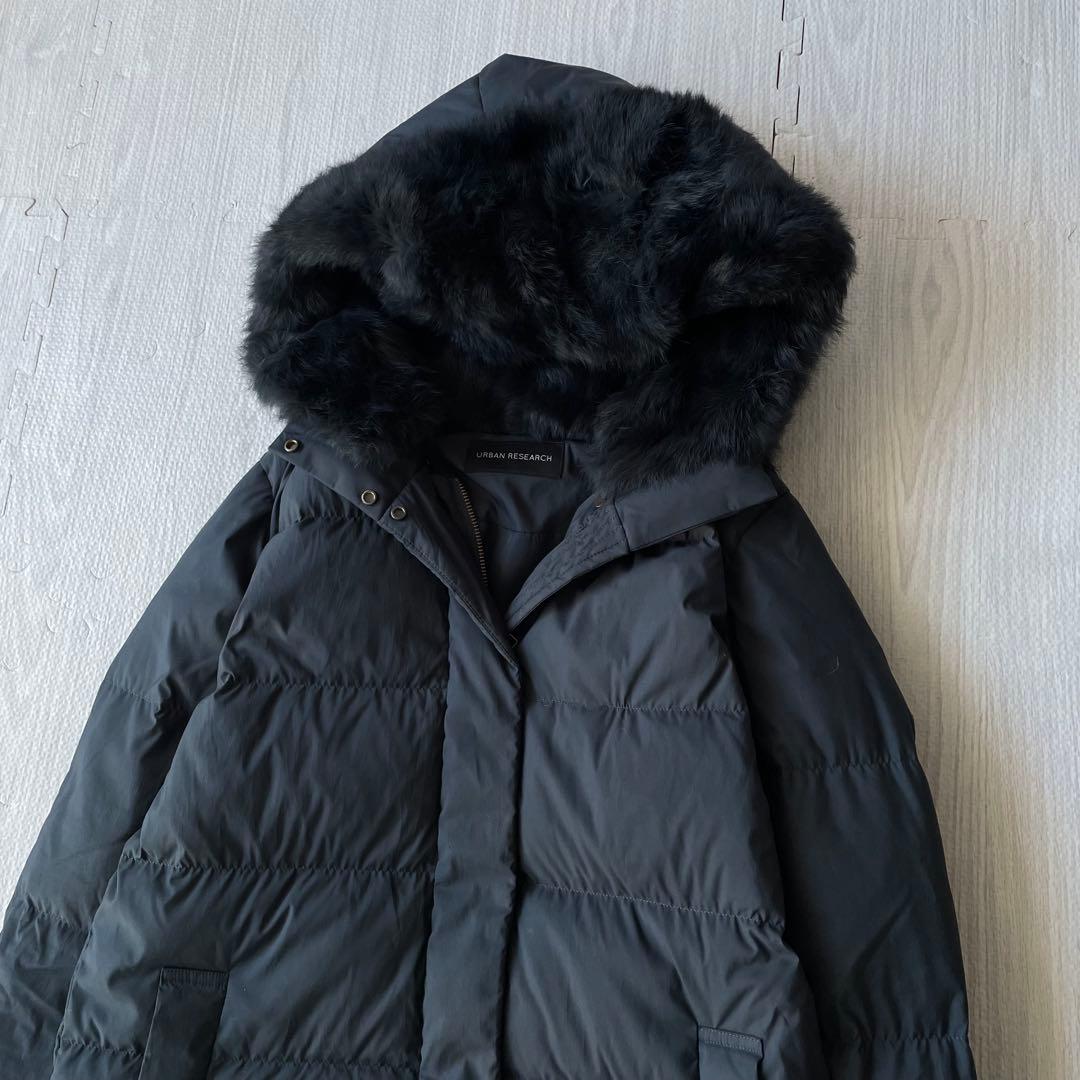 2022アーバンリサーチ ラビットフードストレッチロングダウン　ブラックF