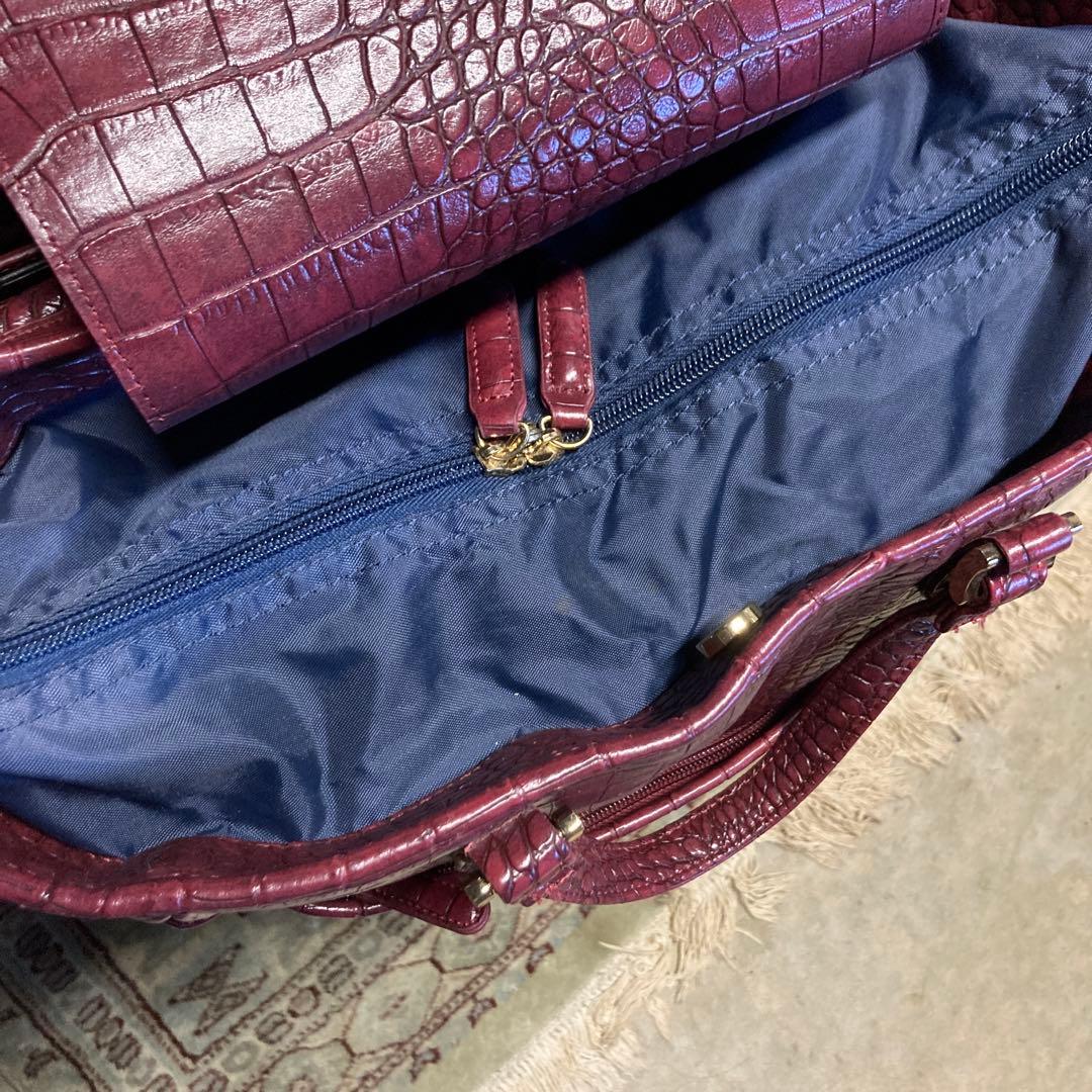 ✳️ SWANY スワニー キャリーバッグ クロコ 型押し 2way レッド