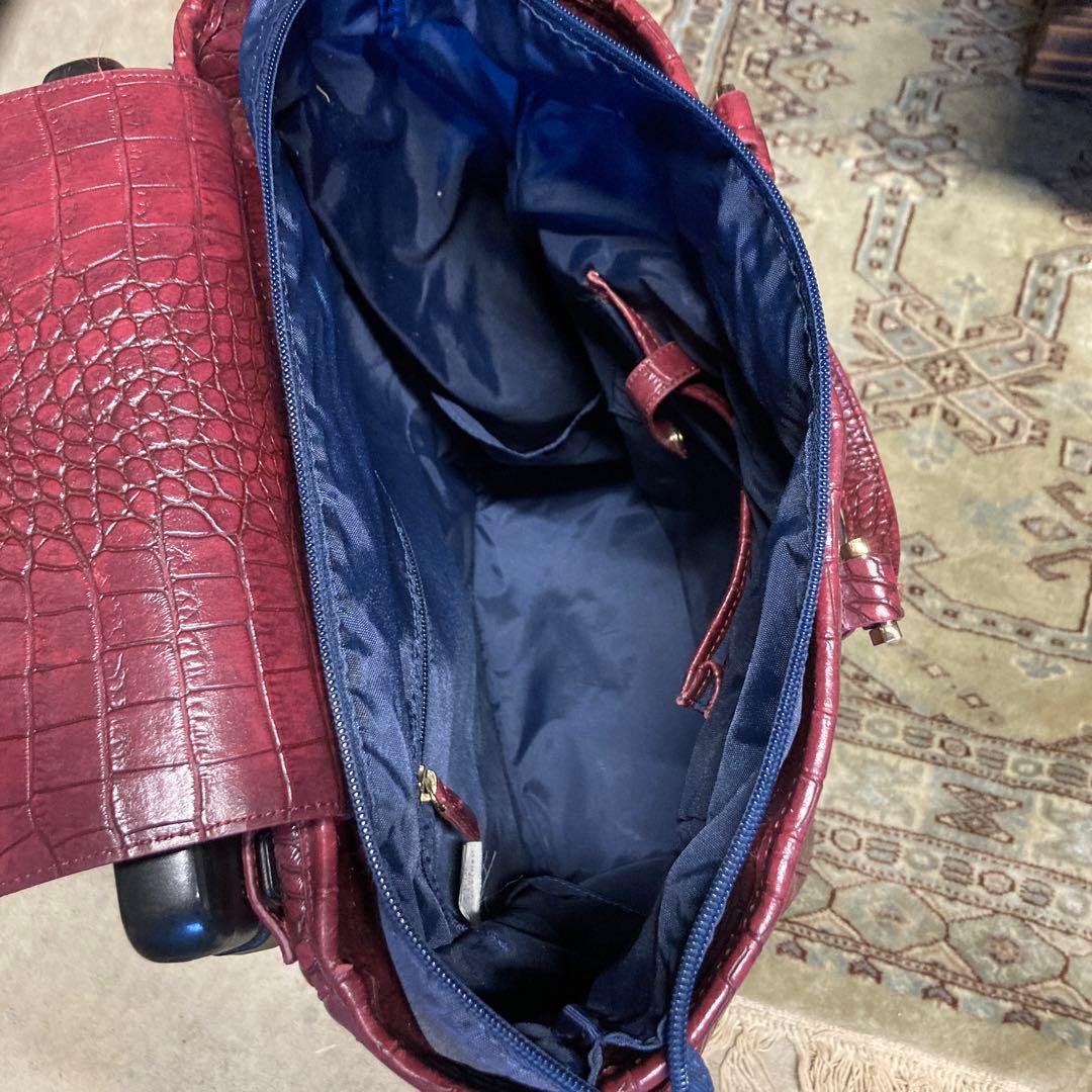 ✳️ SWANY スワニー キャリーバッグ クロコ 型押し 2way レッド