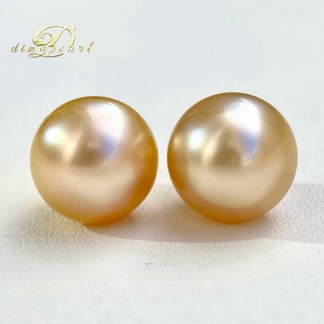 本真珠南洋白蝶真珠ゴールド12.5㍉s925直結ピアスBL929