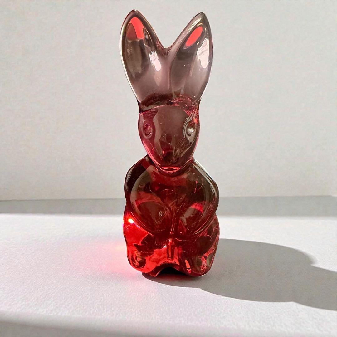 【希少】バカラ Baccarat 兎 ウサギ 赤 レッド クリスタル 箱付き