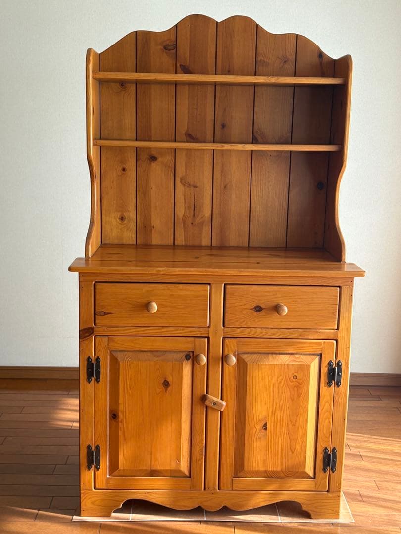 無垢材カントリーカップボード食器棚 k factory アントステラ系　送料込み