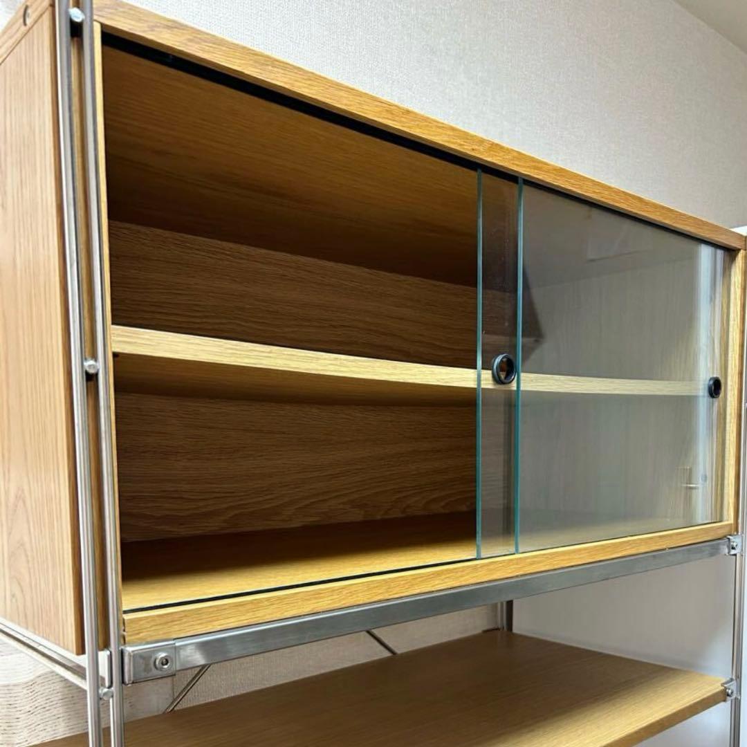 k*i様 無印良品 スチールユニットシェルフ用ボックスガラス引き戸 オーク材