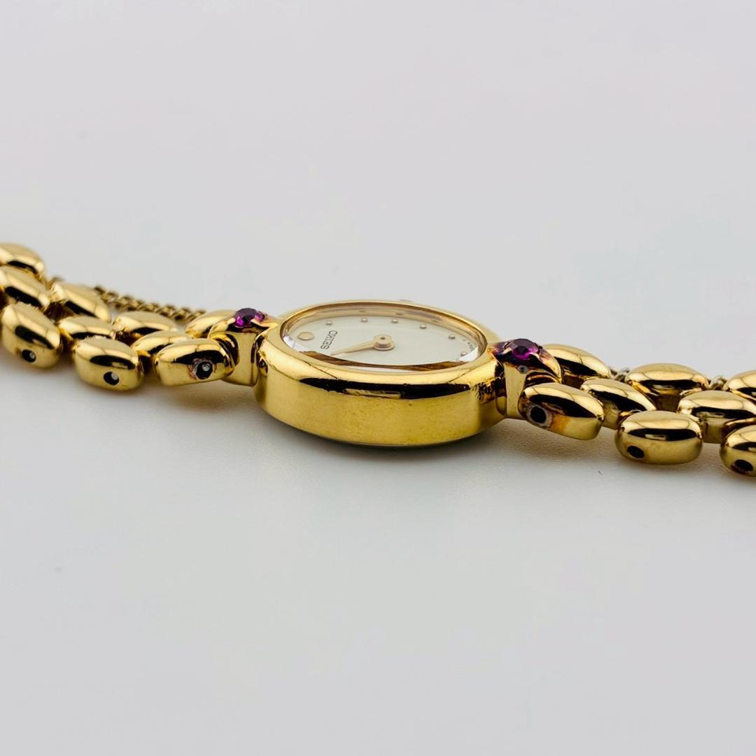 【電池交換済】SEIKO　レディース腕時計　2pカラーストーン　ゴールド