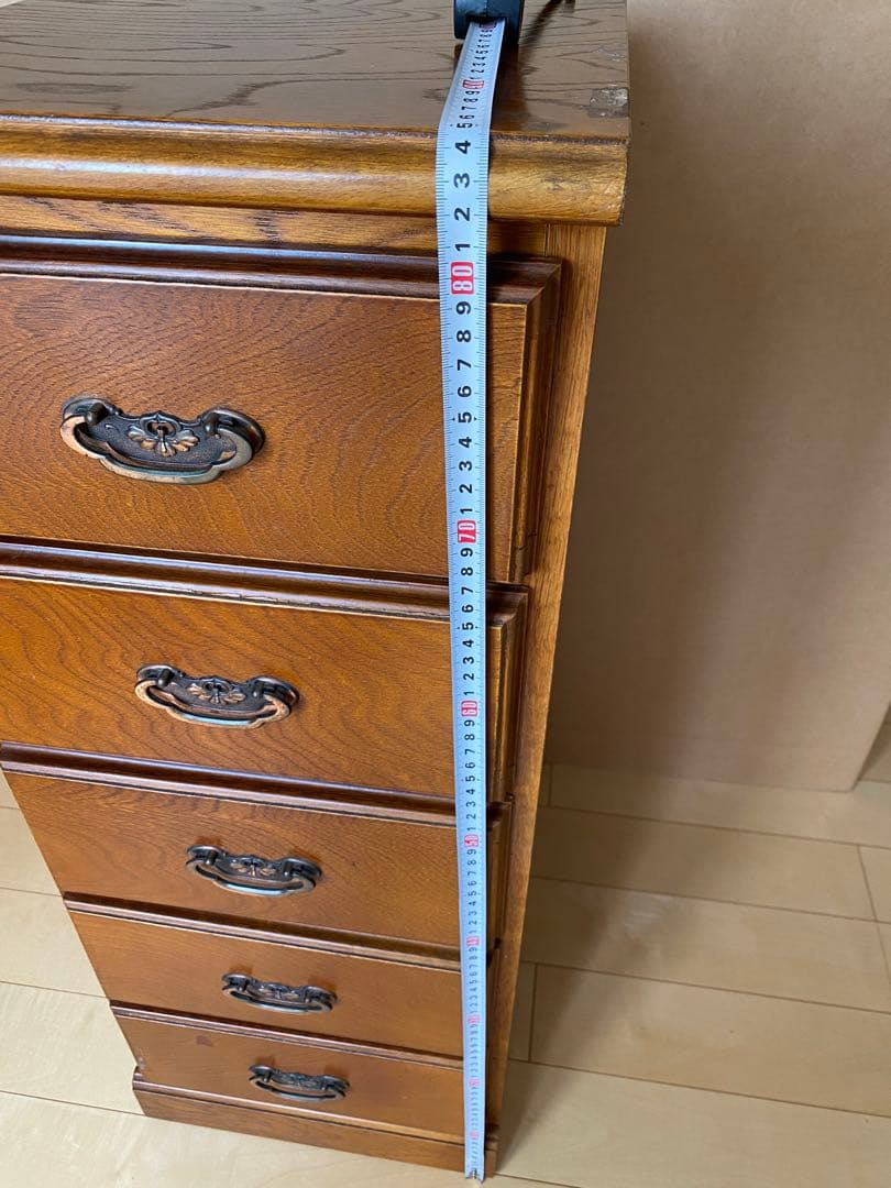 木製チェスト 5段 引き出し付き