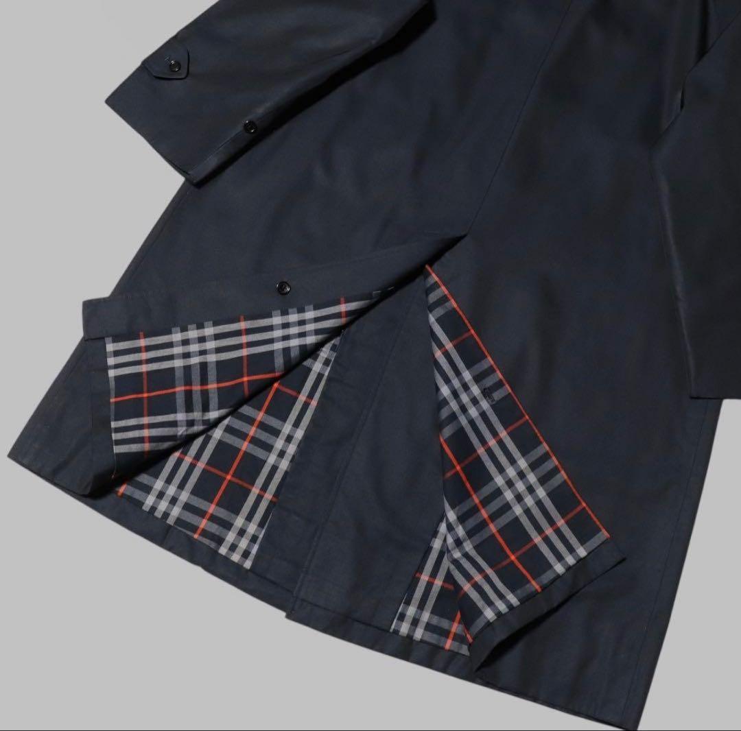 BURBERRY バーバリー　ステンカラーコート　ノバチェック　ネイビー　L