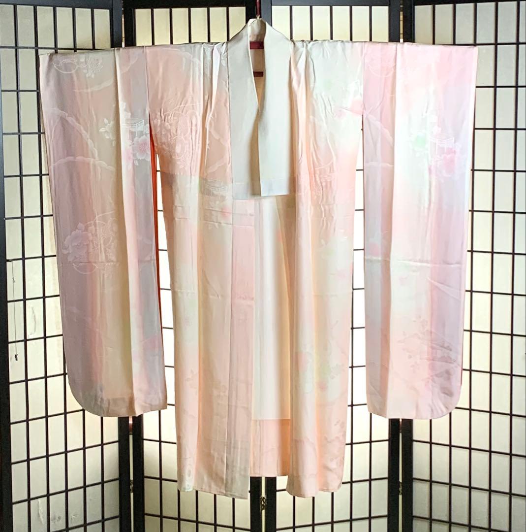 s*m様 【美品】振袖　正絹100% 5点　フルセット　身丈159cm 花車　橙