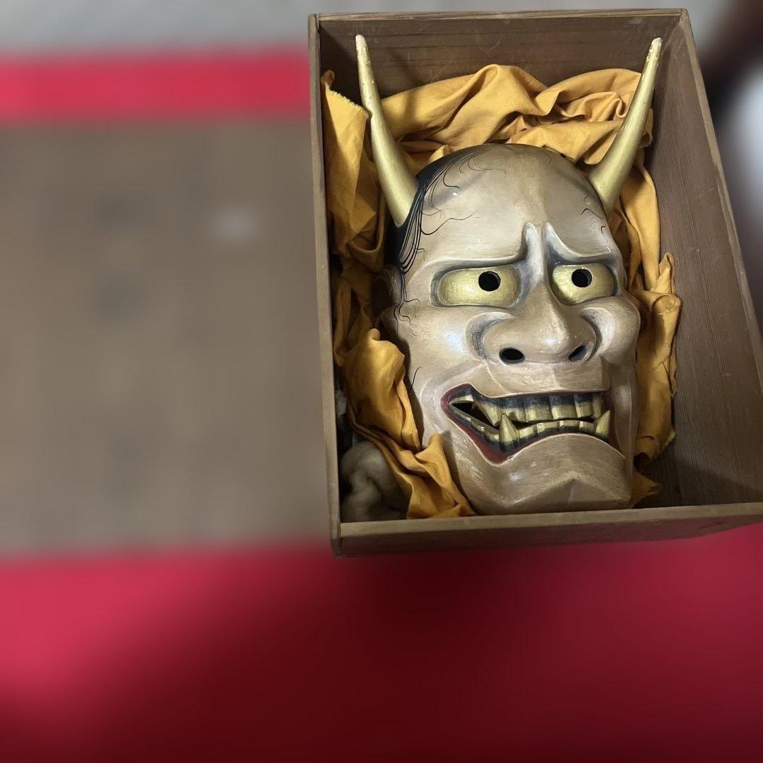 面打師 入江美法 作 木彫 彩色 能面 『 般若 』 合箱