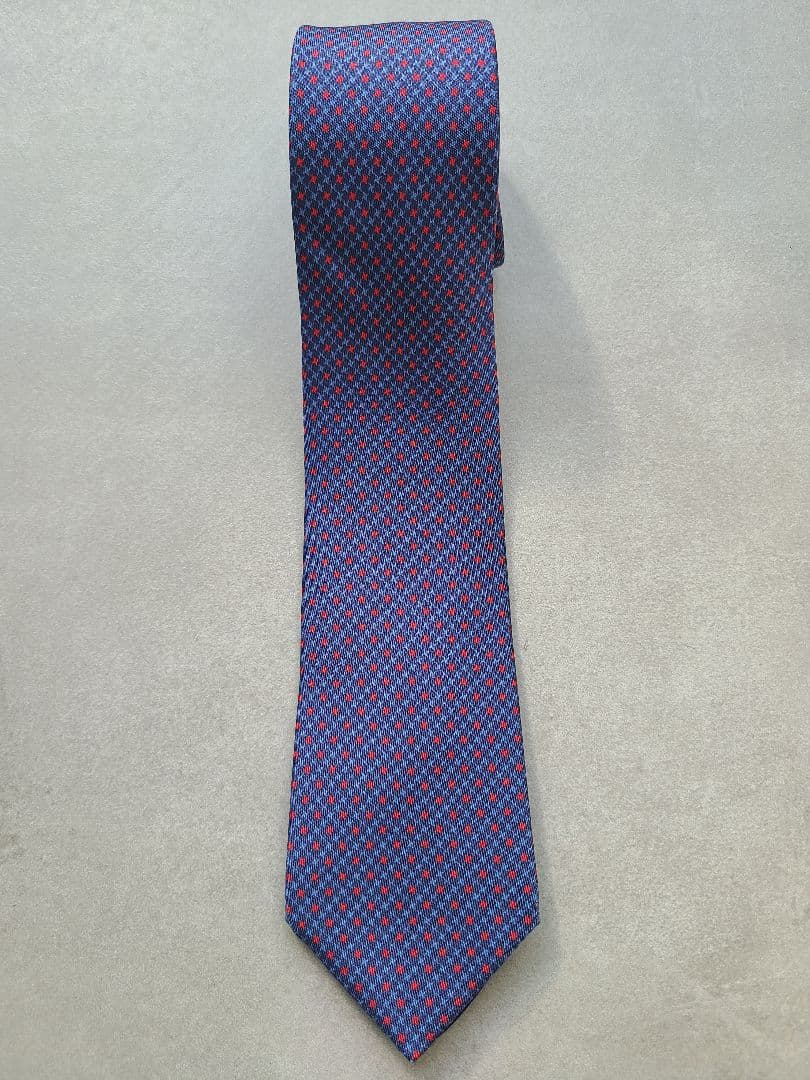 HERMES ネクタイ ネイビー/レッド 2点セット