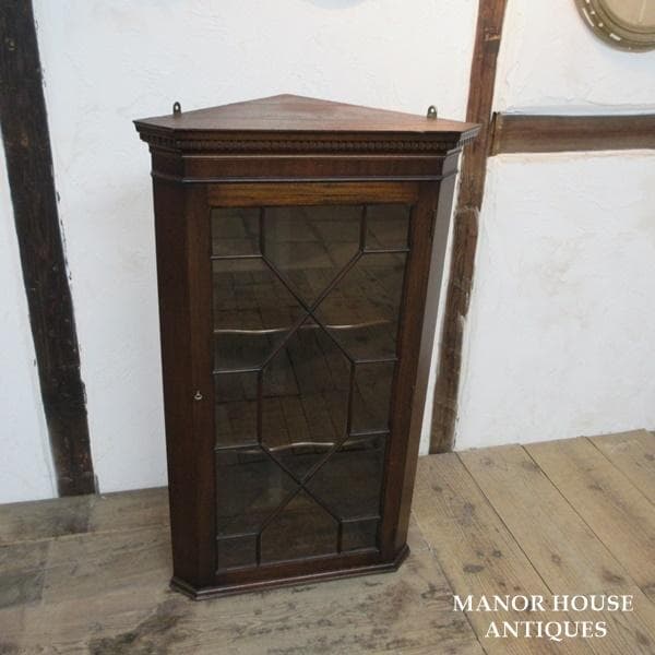 イギリス アンティーク 家具 ウォールコーナーキャビネット 英国 6937d