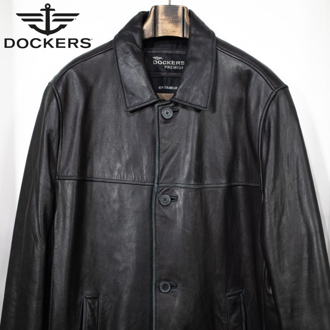 00s Dockers Premium ラムレザー カーコート XL 黒