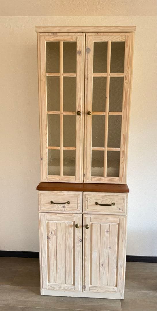 ニトリ 食器棚 幅60cm 引取り限定／上下分割／シミ2か所あり