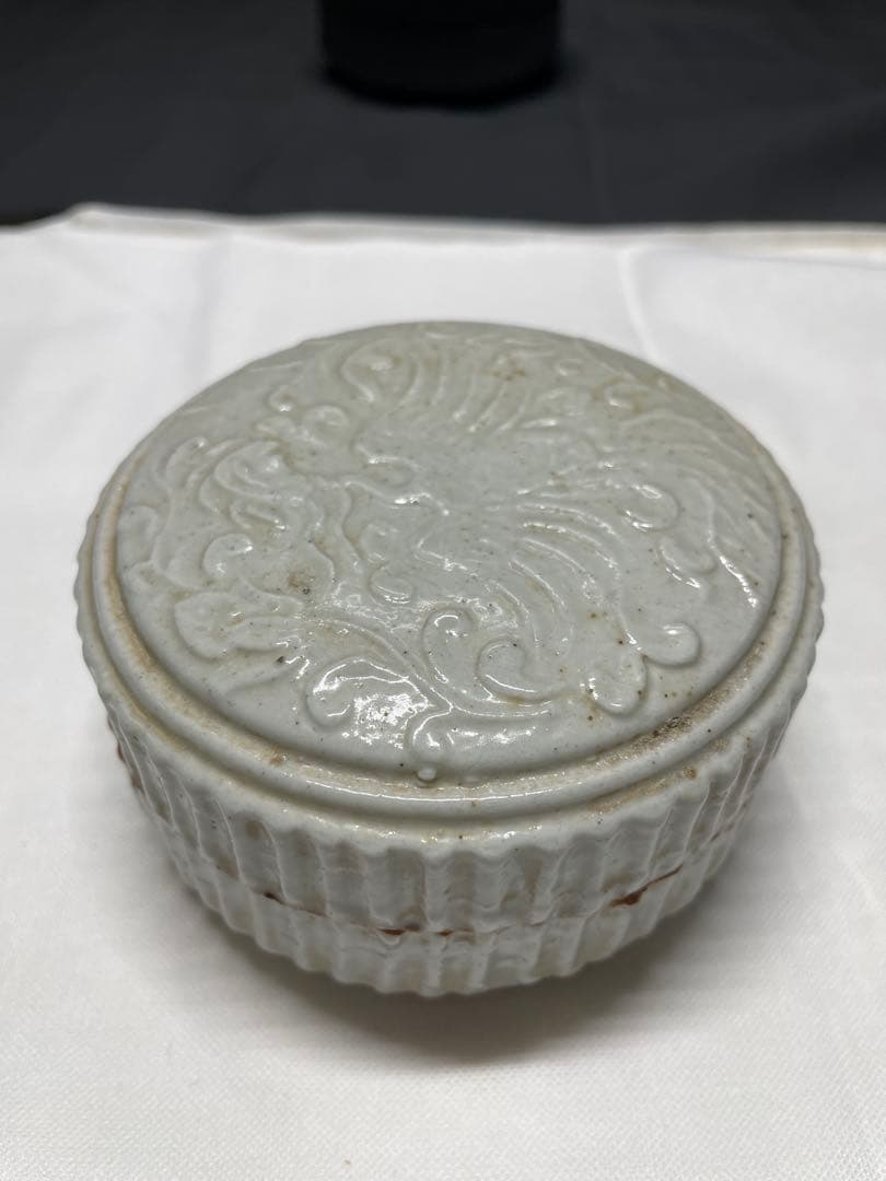 香合。鳳凰文。中国。明時代。茶道具。香道具。古美術。骨董品。舊家蔵出し