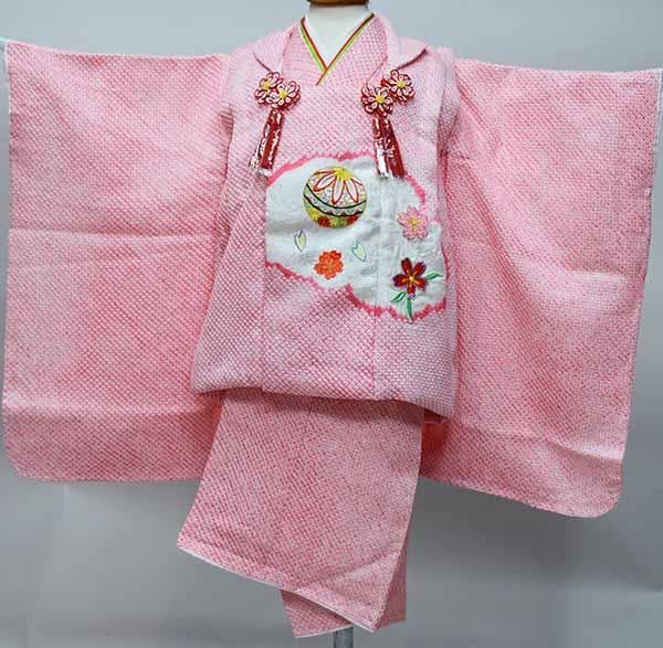 七五三 三歳 女児 被布着物セット 正絹 総絞り お仕立て無料 NO37179