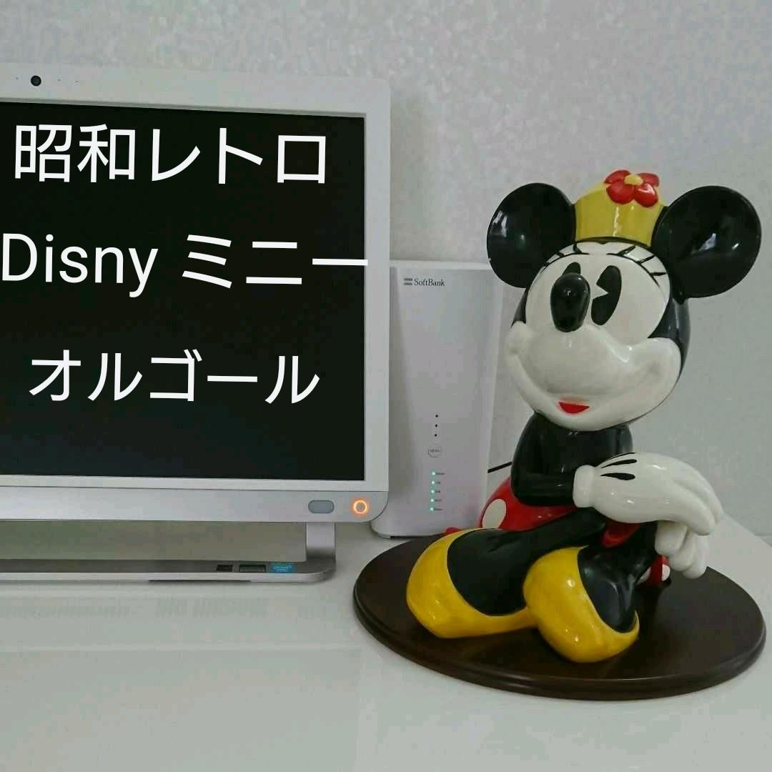 希少☆ 80s 特大 日本製 置物 ミニーマウス 陶器 オルゴール ディズニー