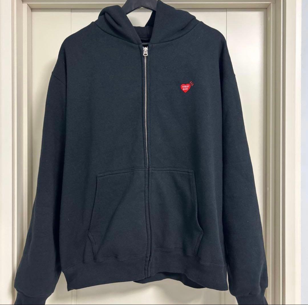 HUMAN MADE ブラック ジップアップパーカー