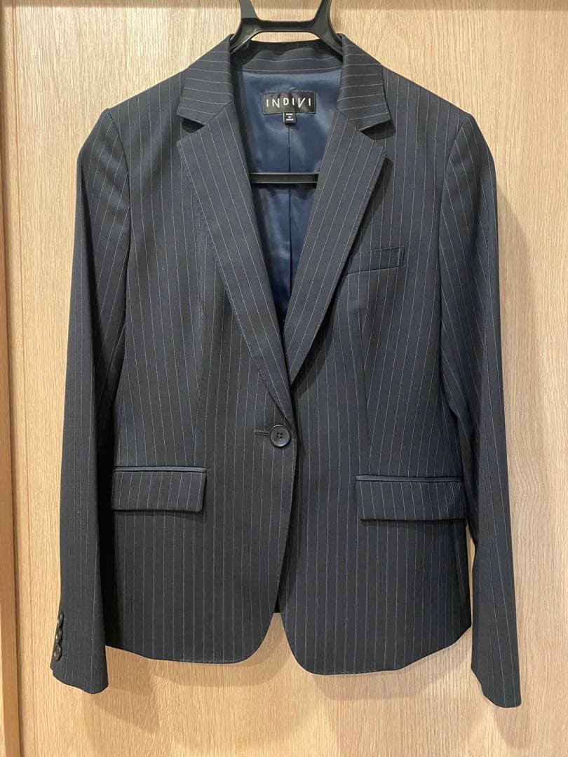 【INDIVI】インディビィ ネイビー ストライプ パンツスーツ