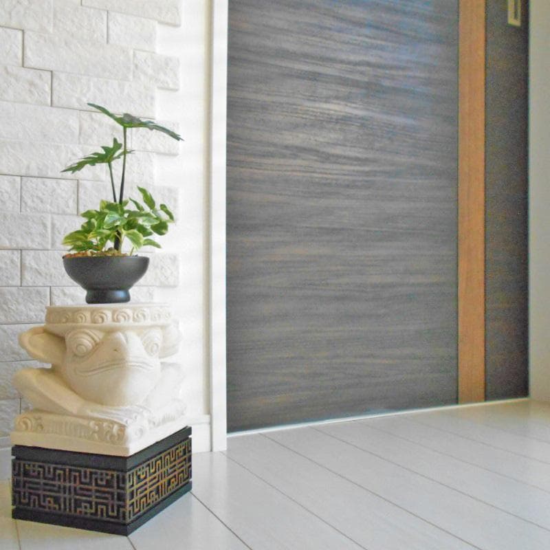 石像 かえるの花台 アジアン風 格子文様柄 土台 セット♪ カエル 蛙 縁起物