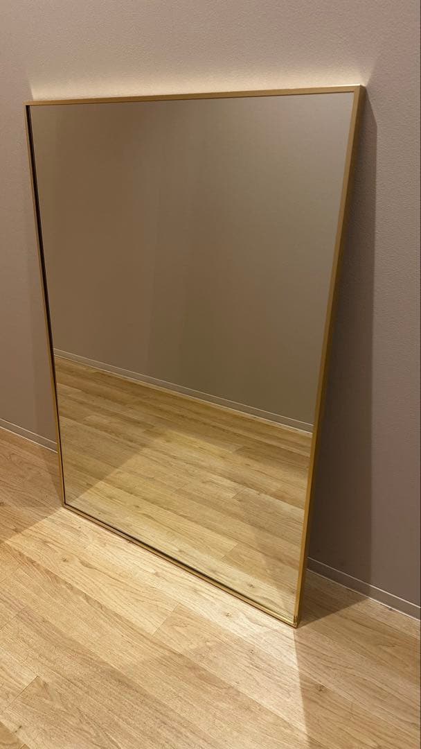 【スタイリングウォールミラー】スレンダーミラー　ゴールド　美容室　壁掛け