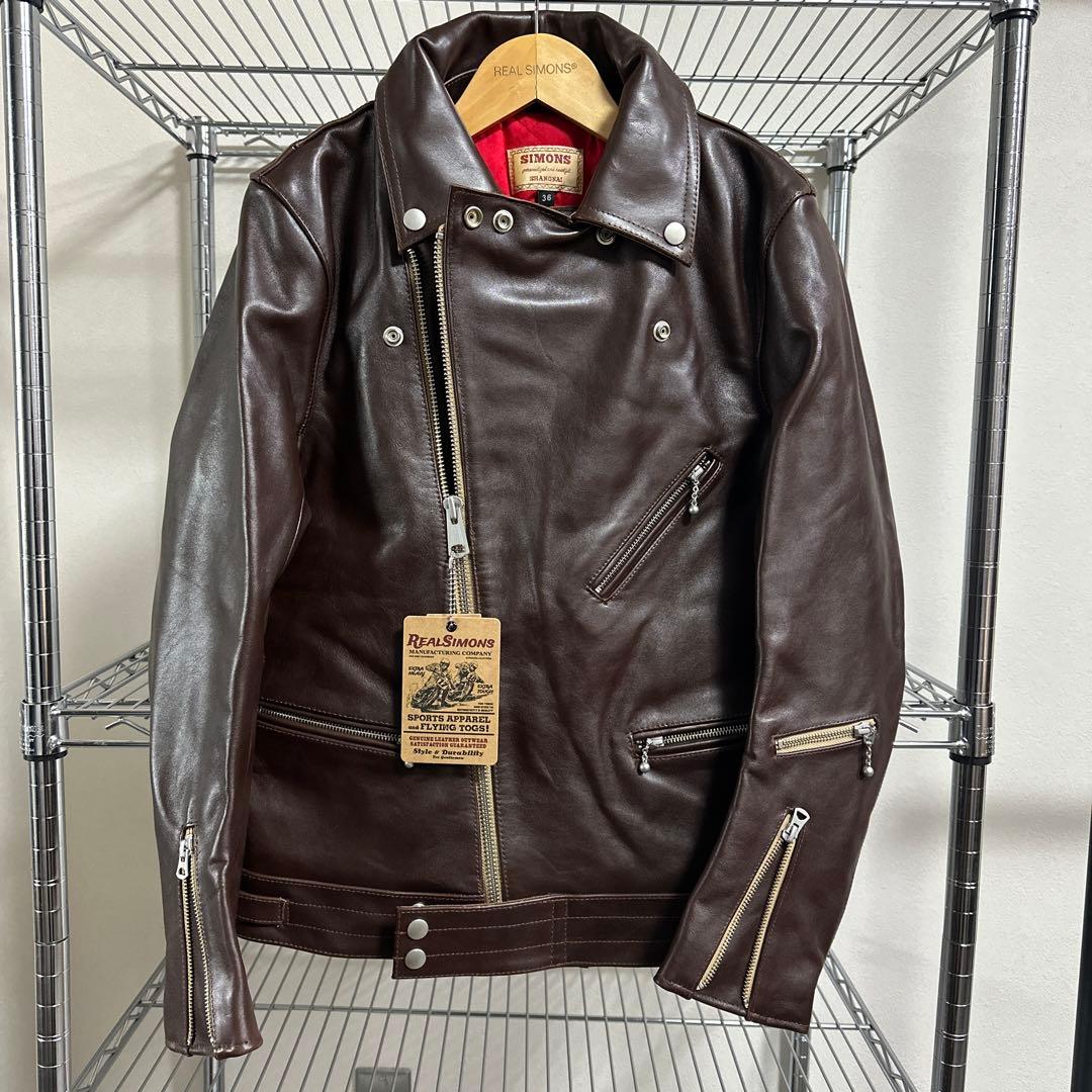 441タイプ 英国風ダブルライダース 茶芯カウハイド 36 S 新品特価