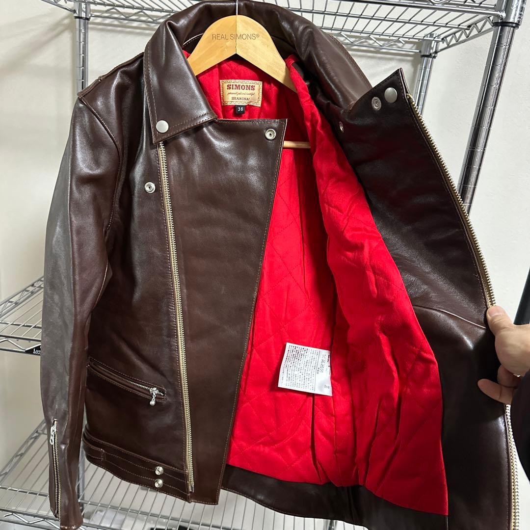 441タイプ 英国風ダブルライダース 茶芯カウハイド 36 S 新品特価