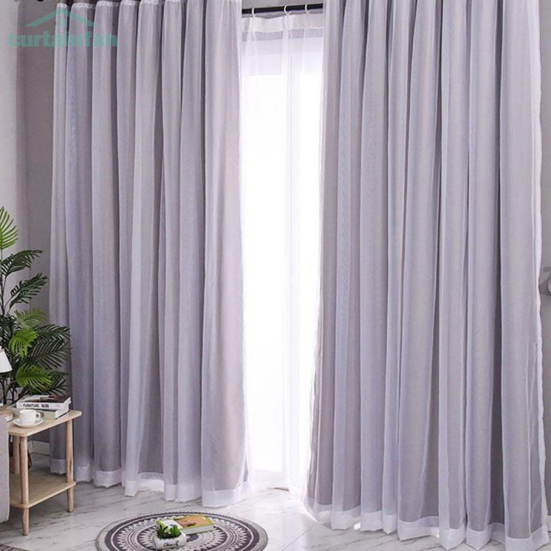 遮光カーテン・遮光 きれいな二重カーテン 断熱保温 無地 一体型 2倍ヒダ