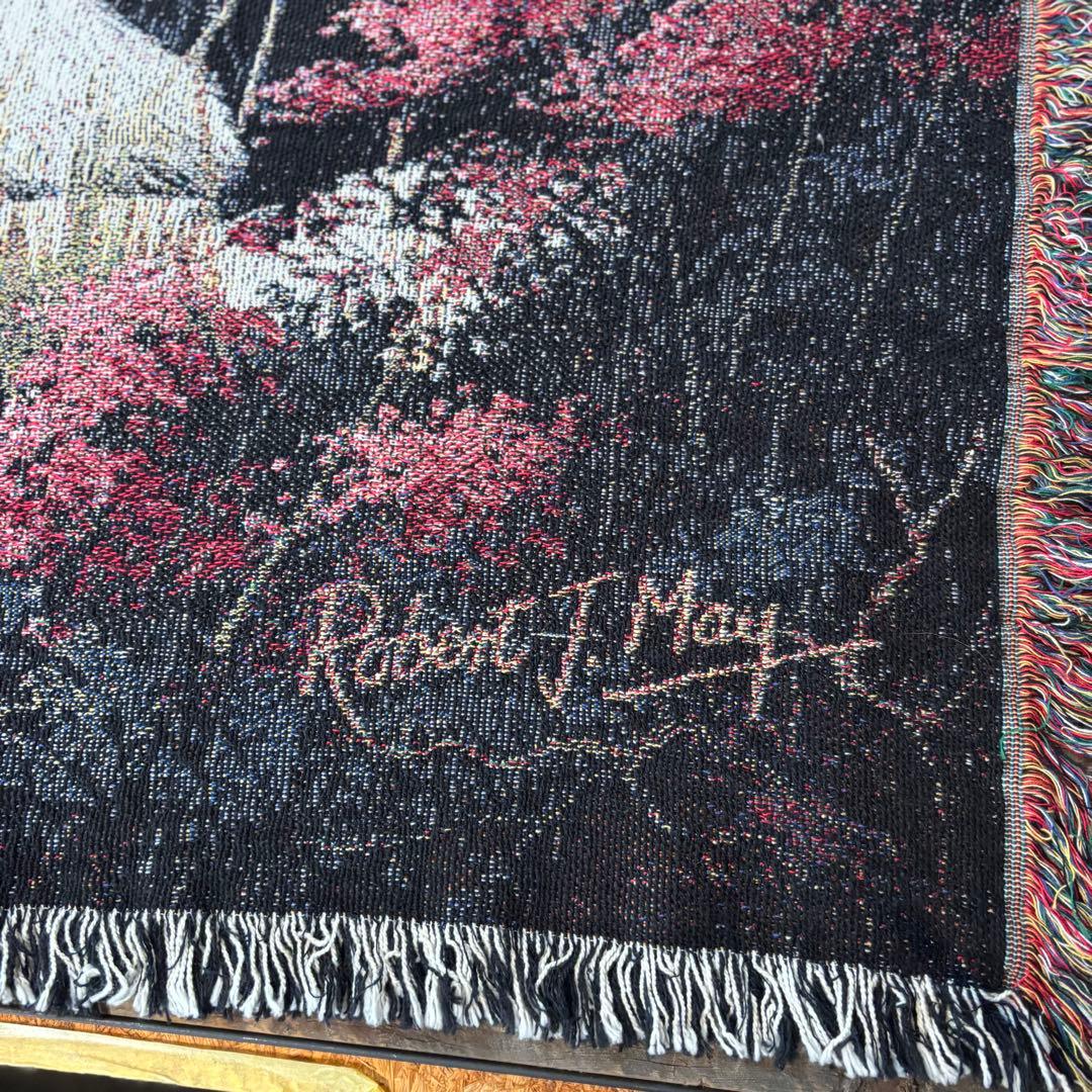 USA製　ヴィンテージ　ボーダーコリー　超大判ラグ　タペストリー　コットン.