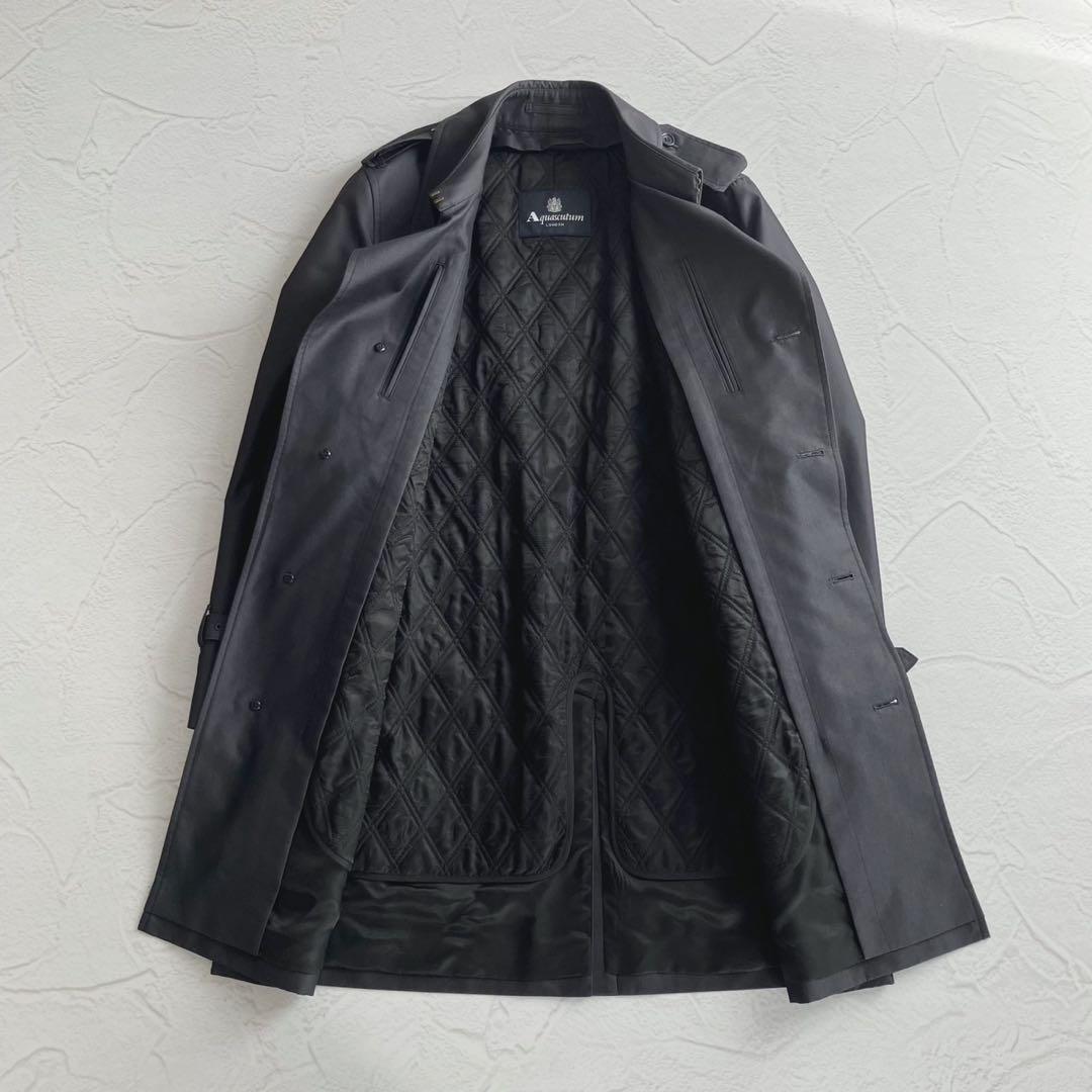 【未使用級】アクアスキュータム ロンドン トレンチコート ブラック 日本製 36