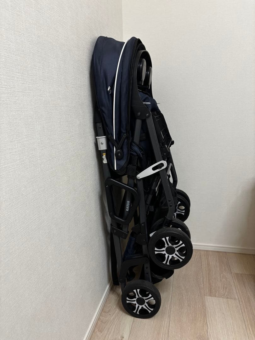 カトージ　二人でゴー　2人乗りベビーカー リアシート、レインカバー付き