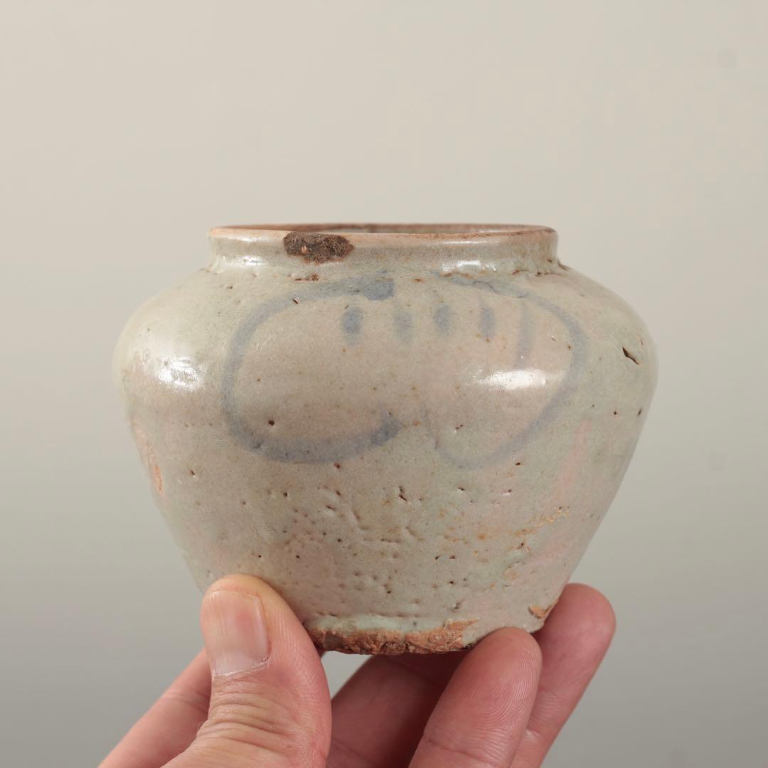 李朝 染付 小壺 朝鮮美術 壺 古道具 アンティーク 青花 茶道具