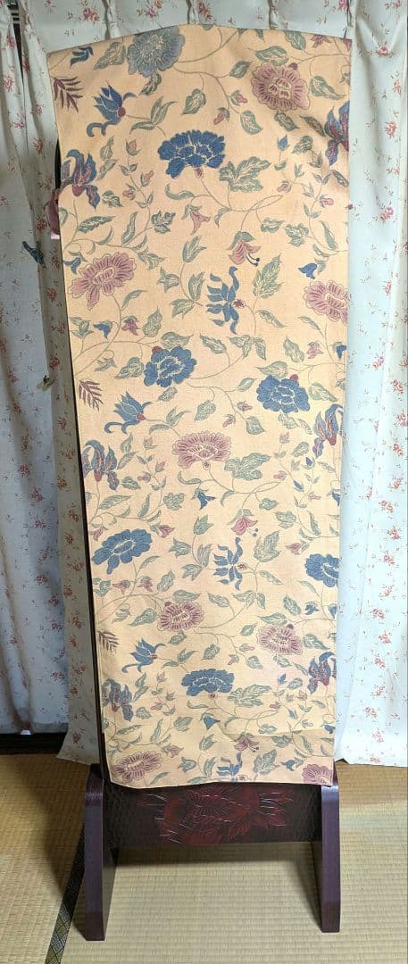 鎌倉彫　全身姿見　アーチ型スタンドミラー　カバー付き（ハンドメイド）