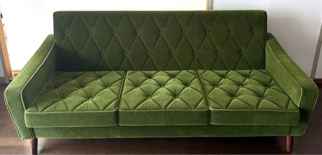 カリモク60 ロビーチェア　3シーター　モケットグリーン