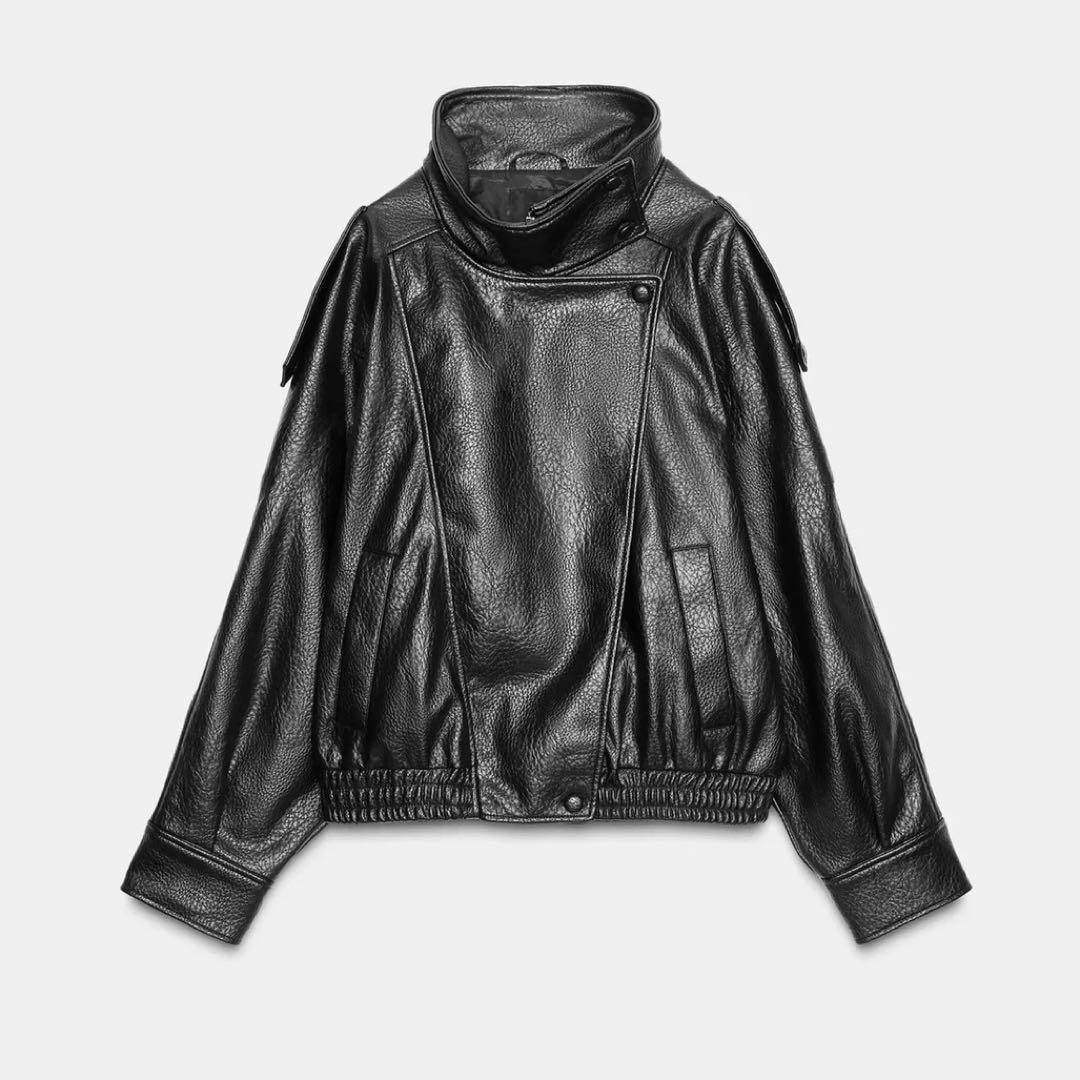 ZARA ザラ　フェイクレザージャケット　XS レザージャケット ブラック 黒