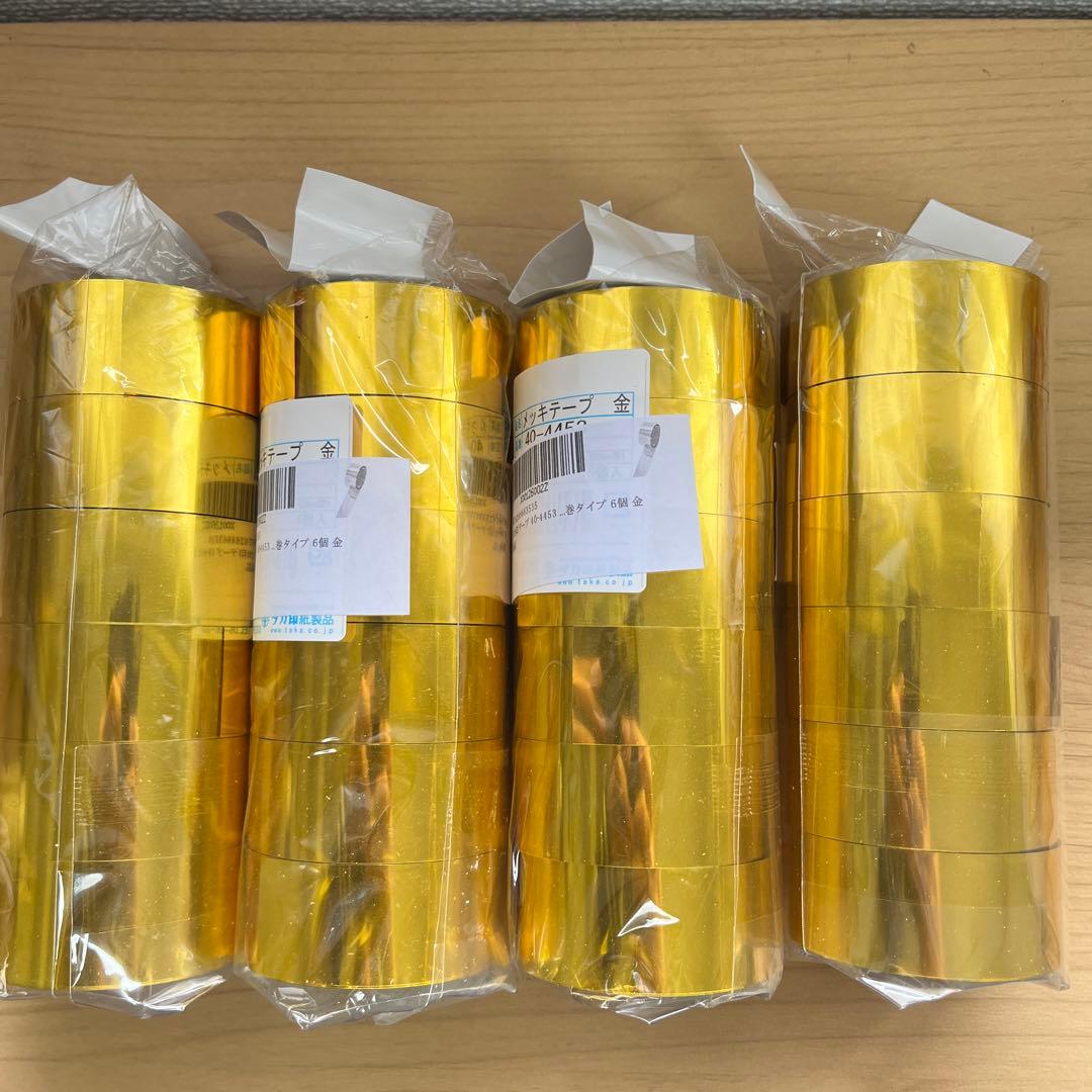 ４個セット タカ印 テープ 40-4453 メッキテープ 小巻タイプ 6個 金