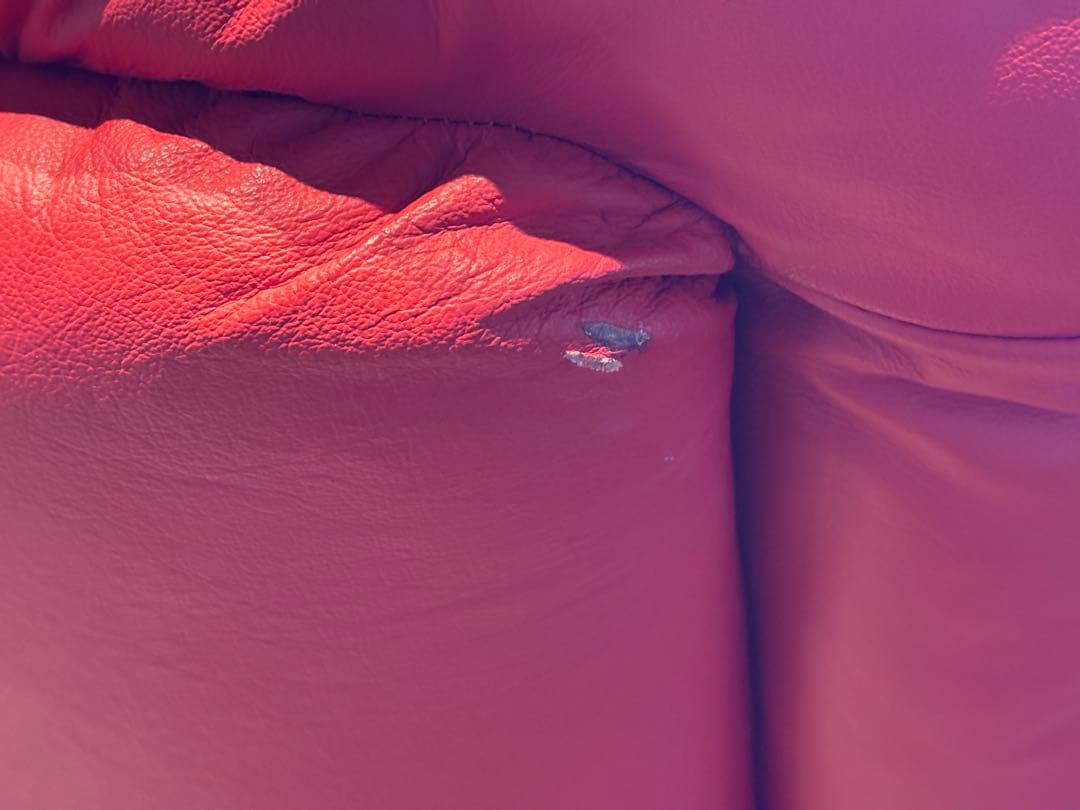 カウチソファ　レッドソファ　3P　モダン　クラシック　シンプル　レザー　IG