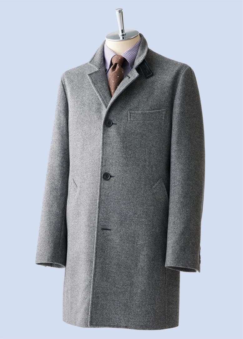 定価8万程　美品　ニューヨーカー　カシミヤ スタンドカラー　ロングコート 牛革