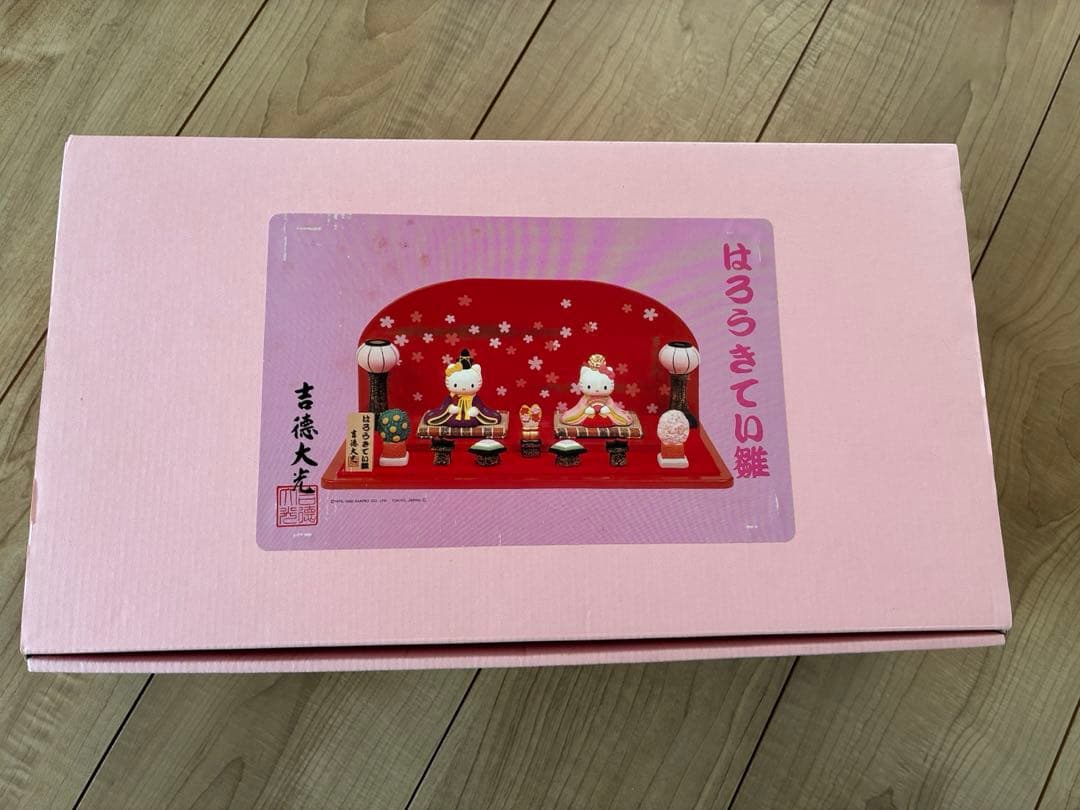 1999年製 小板模様桃山扇風　はろうキティ雛人形