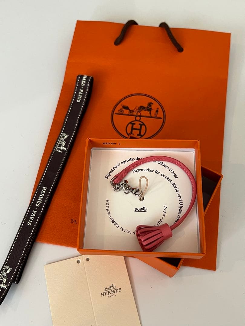 エルメス☆HERMES☆カルメンチータブックマーク チャーム☆ローズアザレ